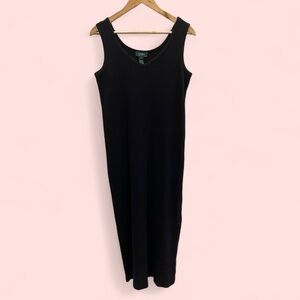 Vintage 90’s-Y2K Ralph Lauren black ribbed maxi dress v neck city cool girl vibe